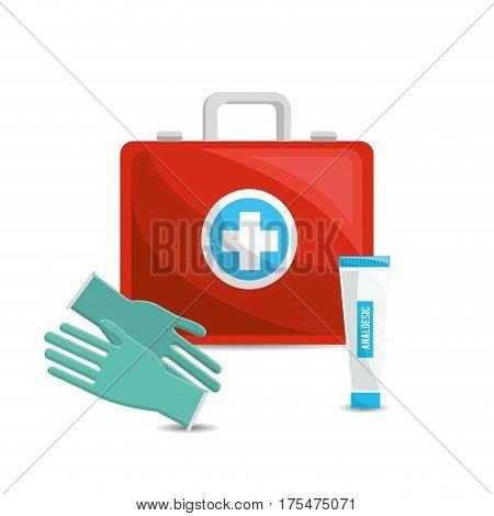 color healthcare, hospital gloves and toothpaste, vector illustraction design