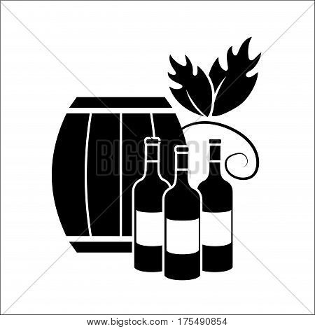 barrel and bottles of wine icon stock, vector illustration design image