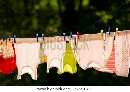 conceptual row of dryed colorful linen
