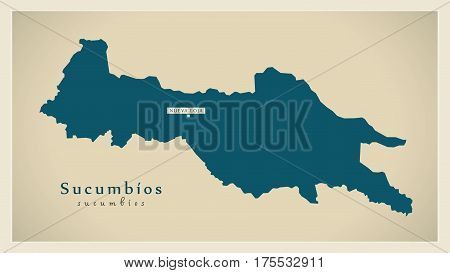 Modern Map - Sucumbios Ec Illustration Silhouette