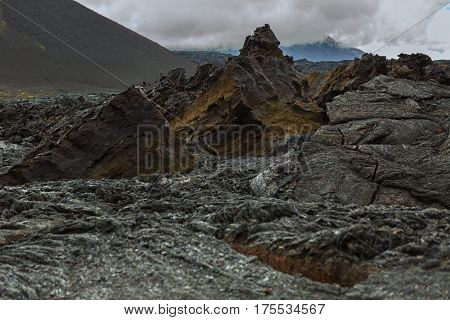Lava field at the Tolbachik volcano, after eruption in 2012, Klyuchevskaya Group of Volcanoes