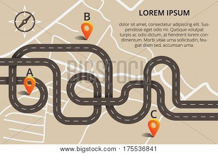 Many winding roads in modern flat design. Vector illustration can used for web banners or info graphic.