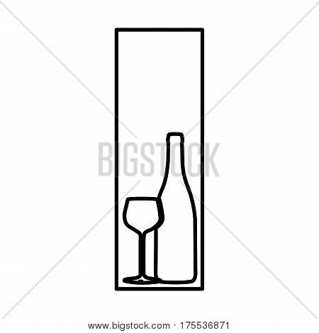 figure symbol wine bottle with glass icon, vector illustraction design