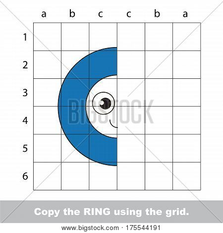Finish the simmetry picture using grid sells, vector kid educational game for preschool kids, the drawing tutorial with easy gaming level for half of Blue Rig