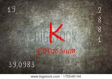 Isolated Blackboard With Periodic Table, Potassium