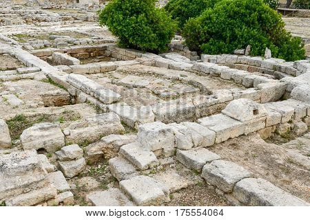 Fasano Italy - 22 June 2016: The episcopal Basilica of the ancient Roman ruins in Egnazia Italy