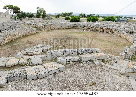 The Amphitheatre Of Th Ancient Roman Ruins In Egnazia