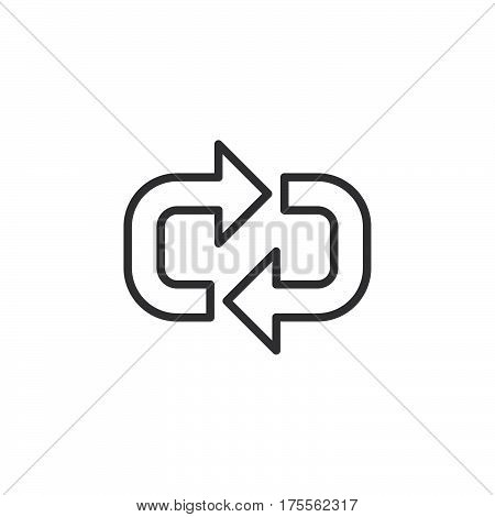 Arrows around line icon outline vector sign linear style pictogram isolated on white. Refresh symbol logo illustration. Editable stroke. Pixel perfect