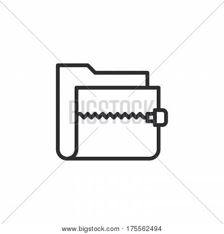 Zip archive folder line icon outline vector sign linear style pictogram isolated on white. Symbol logo illustration. Editable stroke. Pixel perfect