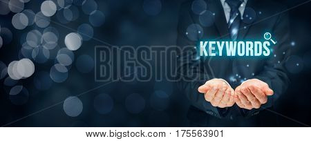 Find keywords - SEO and SEM concept. Marketing specialist offer keywording services.
