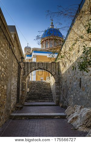 Town of Ermoupoli on Syros island in Greece.