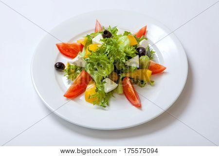 Salad Of Fresh Vegetables With Feta Cheese.