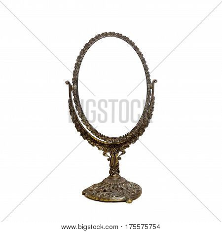 Bronze Vintage Mirror Isolated on white background