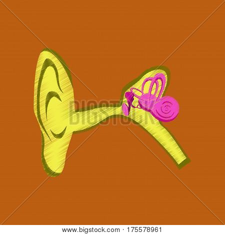 flat shading style icon on orange background ear