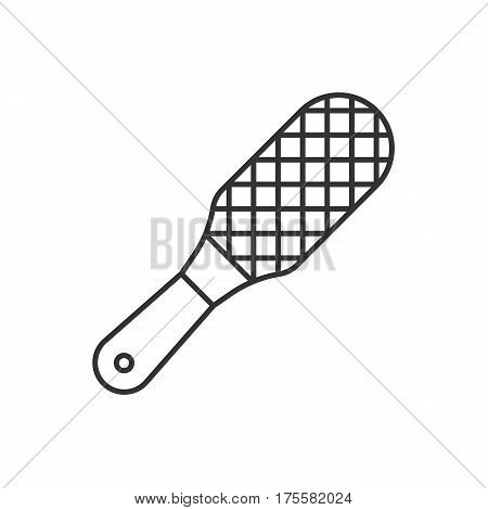 Foot rasp linear icon. Thin line illustration. Foot scrubber contour symbol. Vector isolated outline drawing