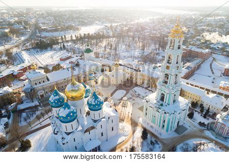 Aerial View On Trinity St. Sergy Monastery At Winter