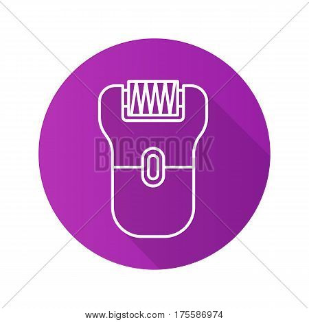 Epilator flat linear long shadow icon. Electric shaver. Vector line symbol