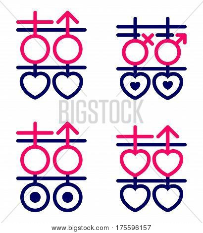 Vector Chinese Shuang Xi (Double Happiness) with male and female symbol