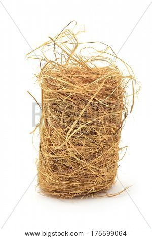 a spanish traditional dishwashing scourer made with esparto fibers on a white background