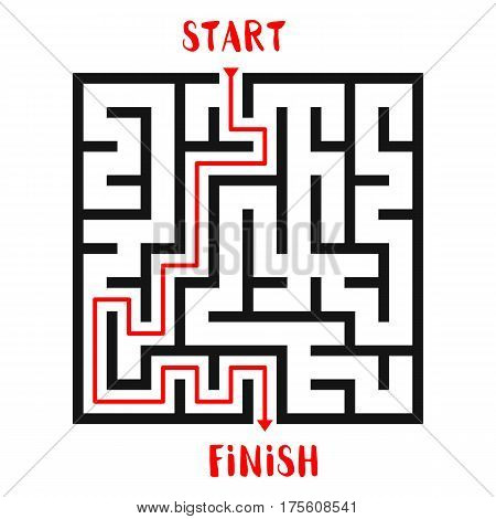 Maze Game with solution background. Labyrinth with Entry and Exit. Vector Illustration.