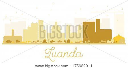 Luanda City skyline golden silhouette. Simple flat concept for tourism presentation, banner, placard or web site. Business travel concept. Cityscape with landmarks.