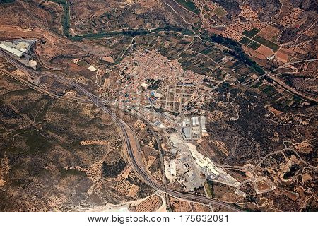 Soneja villaje aerial in Castellon Province of Valencian community at Spain