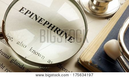 Page with title Epinephrine and book. Human hormones.
