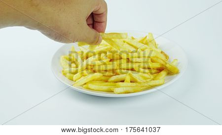 French fries, chips or finger chips are served hot, either soft or crispy, and are generally eaten as part of lunch or dinner or by themselves as a snack