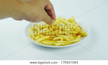 French fries, chips or finger chips are served hot, either soft or crispy, and are generally eaten as part of lunch or dinner or by themselves as a snack