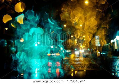 Color and bright Light trails on a city street at night