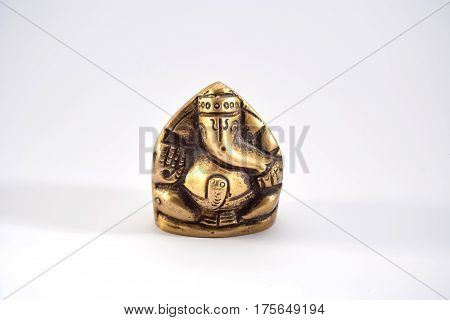 ancient Ganesha sculpture indian at white background