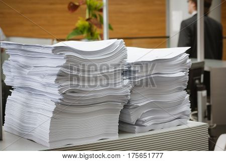 Stack of paper in the modern office