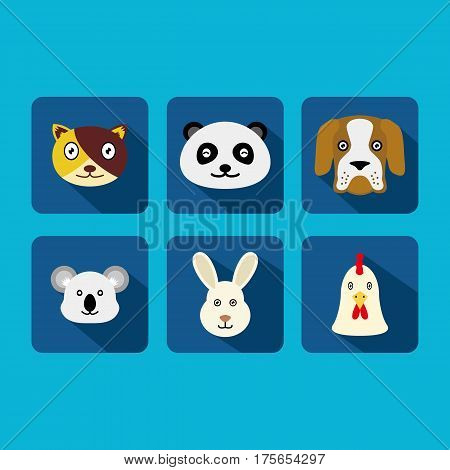 cute head animal vector icon in flat design