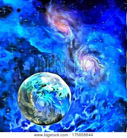Exo-Solar Planet Painting  3D Render  Some elements provided courtesy of NASA