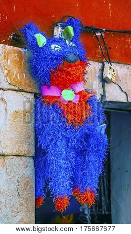 Colorful Red Purple Donkey Pinata Guanajuato Mexico