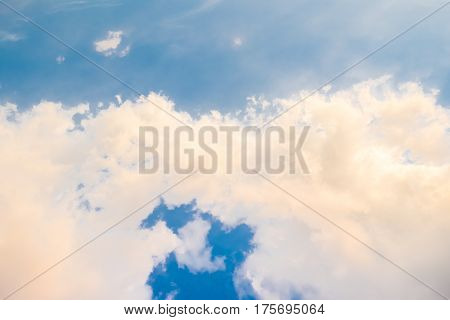 Golden cloud color with blue sky at twilight time.