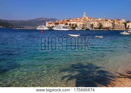 Clear Water At The Waterfront Of Korcula Town, Croatia