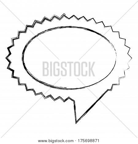 monochrome sketch of oval speech with sawtooth contour and tail vector illustration
