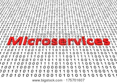 microservices in the form of binary code, 3D illustration