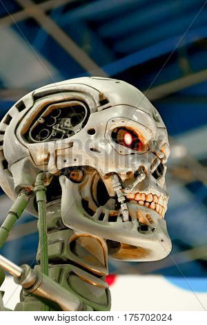 OSAKA, JAPAN - Jan 21, 2017 : Photo of the T-800 Endoskeleton from the Terminator 3D,one of the most famous attraction at Universal Studios JAPAN, Osaka, Japan.