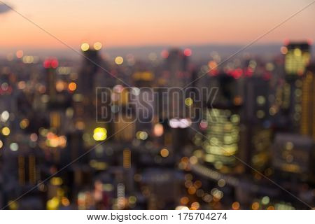 Osaka city blurred light night view abstract background