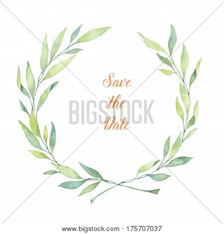 Hand Drawn Watercolor Illustration. Laurel Wreath. Perfect For Wedding Invitations, Greeting Cards,