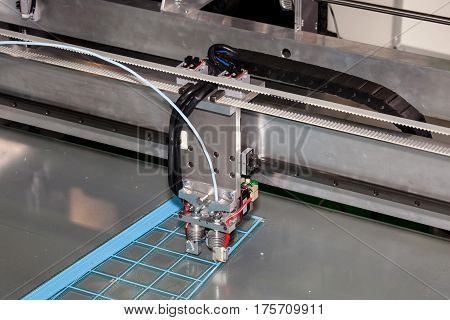 Working 3d printer close up of process