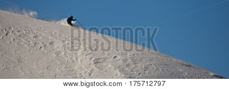 Freerider on the sky background. Giorgia mountains