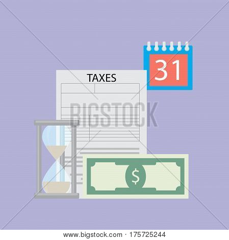 Time to pay tax vector flat concept. Financial accounting budget saving illustration