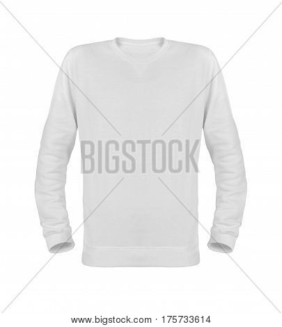 White T-shirt with long sleeves isolated on white background