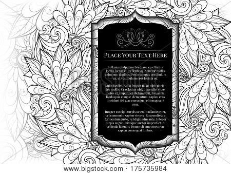 Vector Mohochrome Floral Template With Place For Text