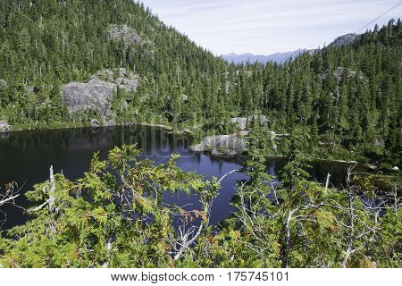 High alpine lake in the summer Strathcona Park Vancouver Island Canada