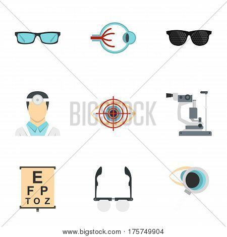 Optometry icons set. Flat illustration of 9 optometry vector icons for web