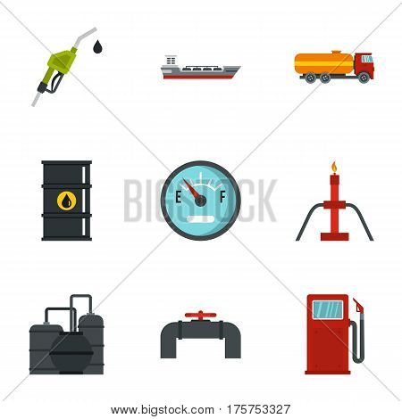 Fuel and oil icons set. Flat illustration of 9 fuel and oil vector icons for web